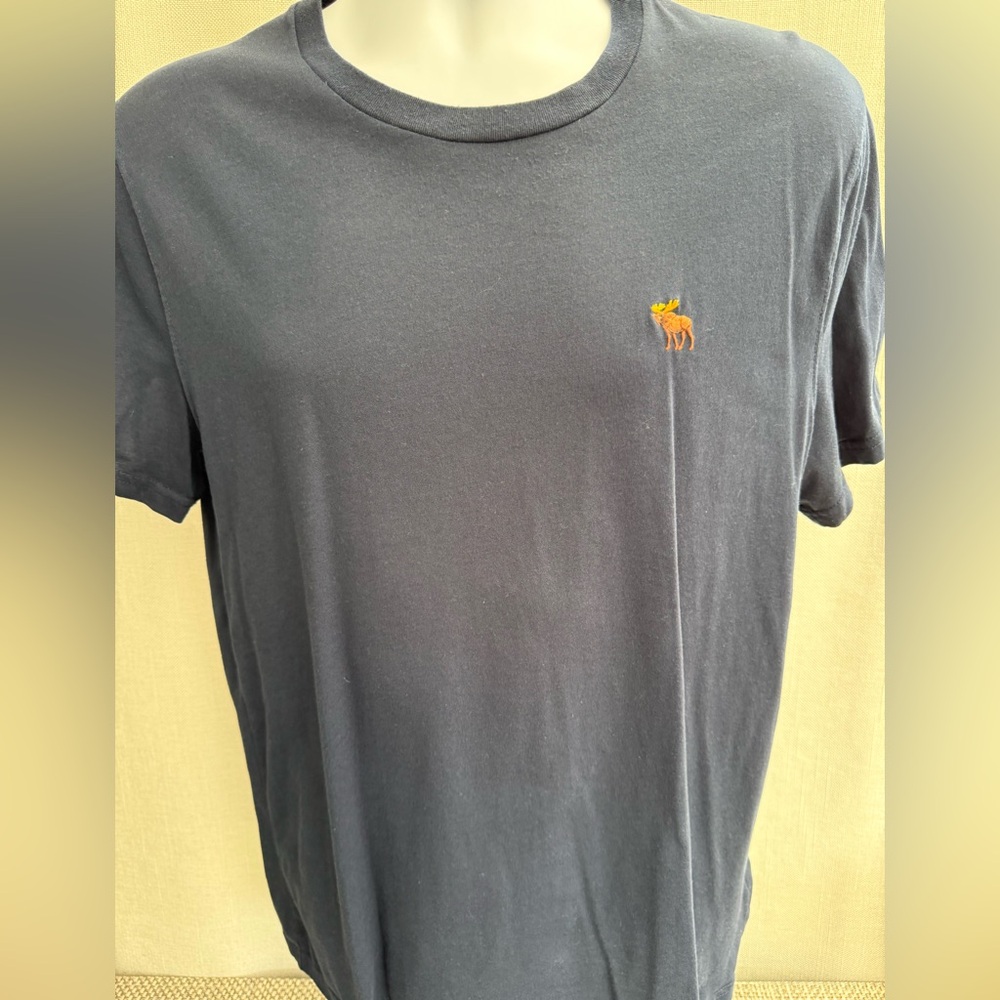 Abercrombie & Fitch Black Short-Sleeve Crewneck Tee with Orange Moose Logo